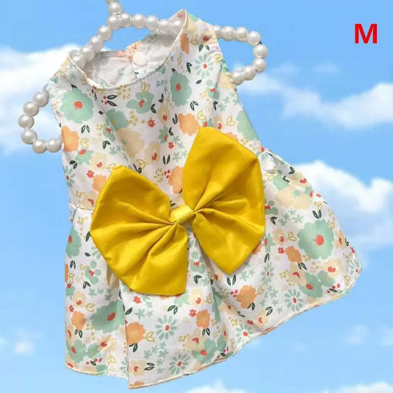 Princess Skirt Butterfly Bowknot Pet Poodle Cat Costume Floral Qme YLM