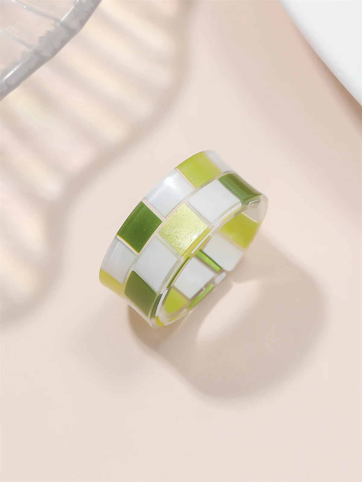 Japan Korea Plaid Opening Acrylic Resin Bangle For Women Exquisite Chunky Bracelet Wrist Jewelry Colorful Rings Wholesale Femme Qme 5