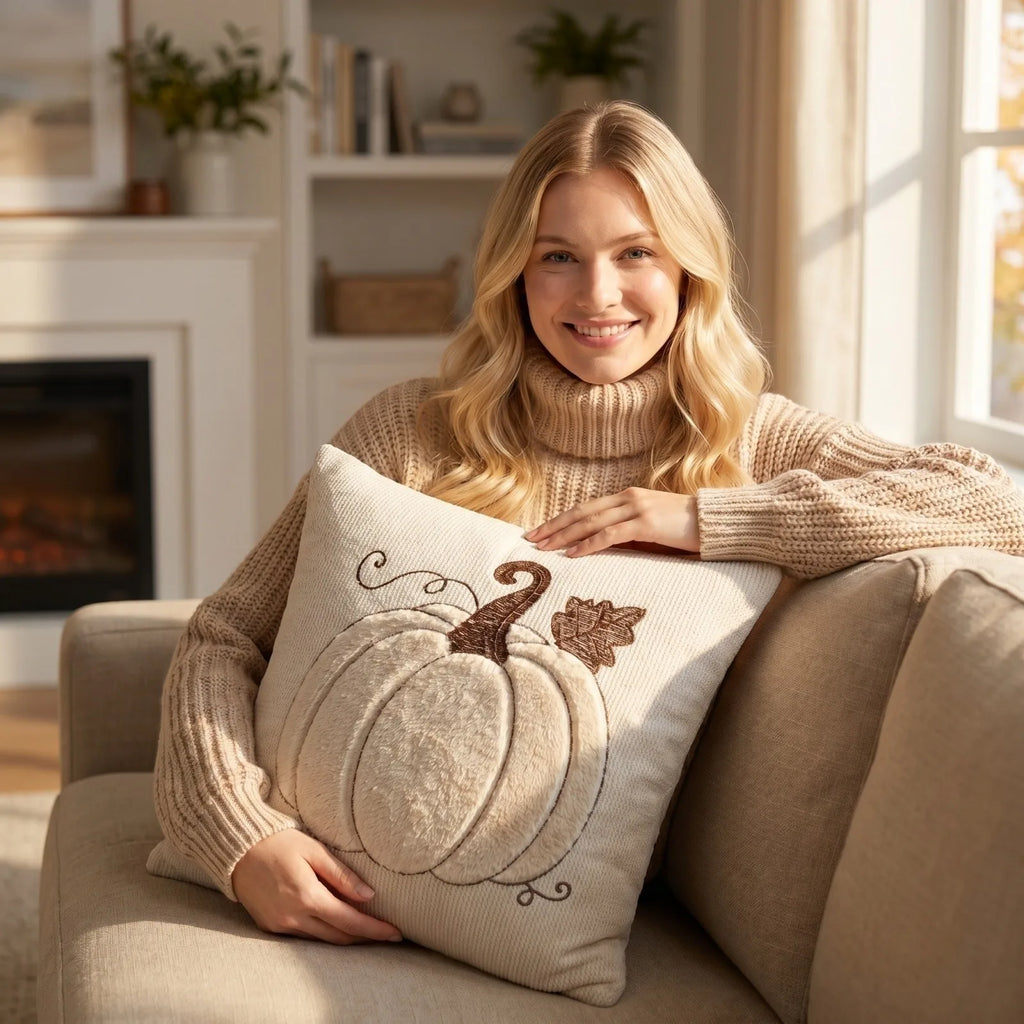 45x45cm Leaf Pumpkin Quilted Soft Pillowcase Halloween Party Home Living Room Sofa Decoration Cushion Cover Qme