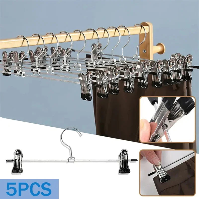 5pcs Metal Pants Racks Wind Proof Multi-purpose Skirt Racks For Clothes Drying Trousers Wardrobe Clip Anti-slip Clothes Hanger Qme