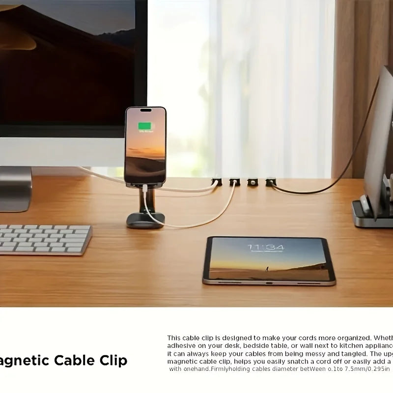 6pcs Cable Organizer Clips,Magnetic Design, Securely Adhere to Desks, Effortlessly Manage Various Wires.Suitable for Nightstands Qme