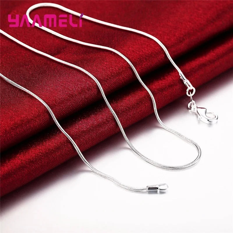 Big Promotion 100% Authentic 925 Sterling Silver Color Chain Necklace with Lobster Clasps Men Women Pendant 1.2/3/4mm 16-30 Inch Qme