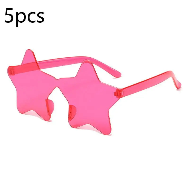 Star Shaped Rimless Sunglasses Colorful Transparent Party Glasses Qme A2