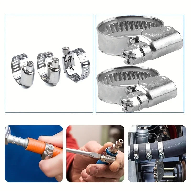 40pcs Hose Clamp Set - Stainless Steel Worm Gear Clamps For Pipes, Intercoolers, Plumbing, Tubes & Fuel Lines (1/4'' - 1-1/8'') Qme