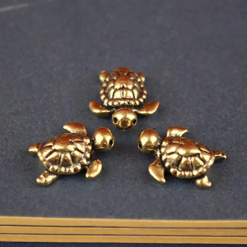 1 Desk Decor Tea Pet Home Office Car Ornament Brass Turtle Figurine Qme 3pcs