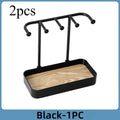 Jewelry Organizer Stand with Tray & Frame - Multi-Tiered Necklace Holder with Hanging Hooks, Earrings Display Rack, Bracelet Qme black 20 19 10cm