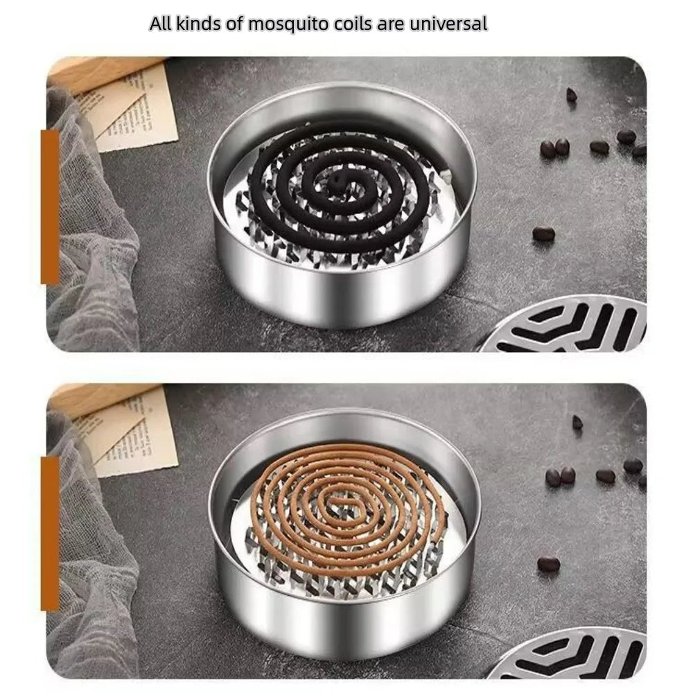 Stainless Steel Mosquito Repellent Incense Box fireproof incense burner rack Portable With Cover Ash Tray Household Decoration Qme