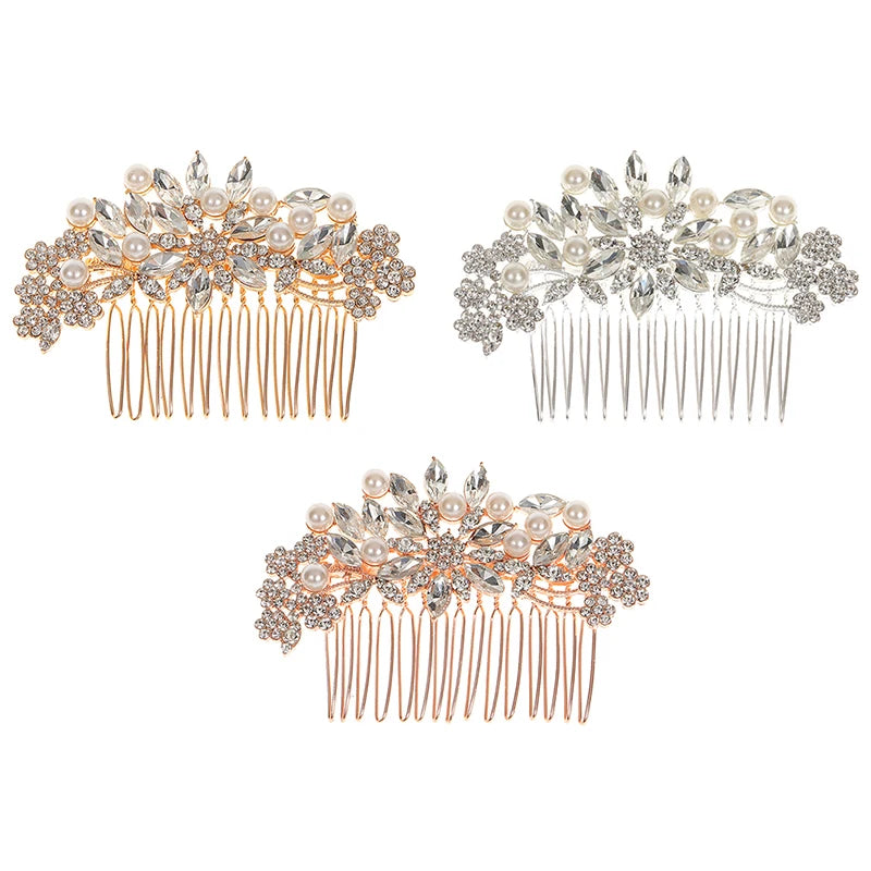 Rhinestone Pearl Bride Wedding Hair Comb Side Bridal Clips Qme