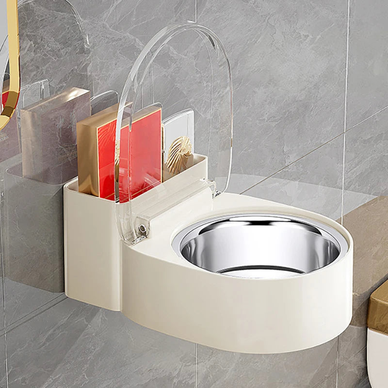 Personalized Bathroom Storage Box, Fashionable Non-Perforated Stainless Steel Wall Hanging Ashtray Qme A3