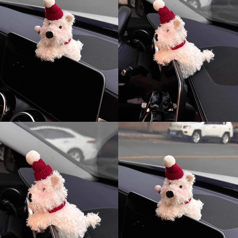 Cute Puppy Car Windshield Wiper Decorations Interior Plush Doll Qme