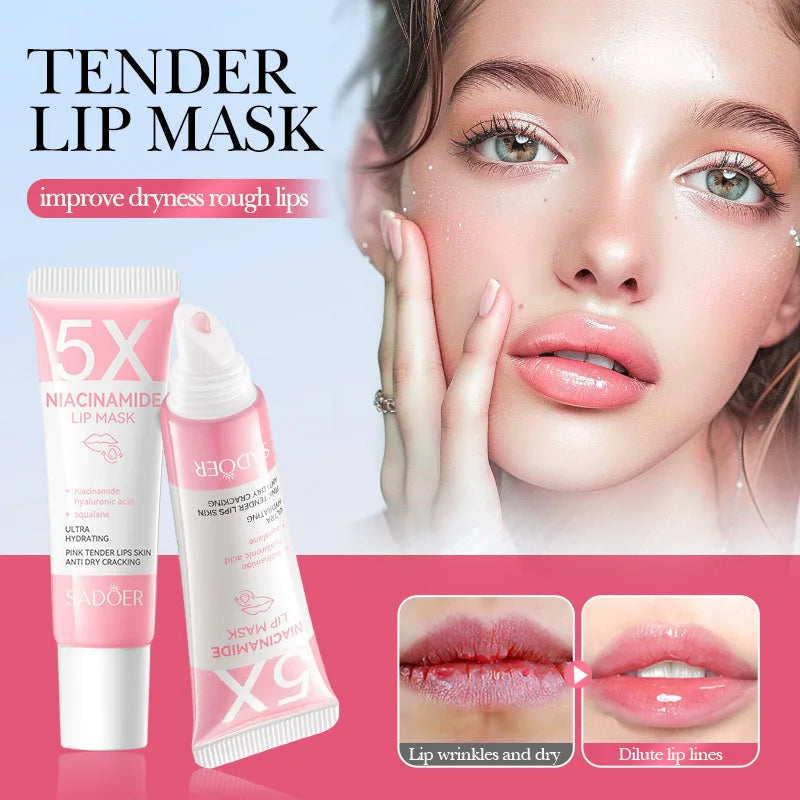 5X Niacinamide Plumping Lip Mask Faded Lip Lines Dead Skin Intense Hydration & Anti-Dryness For Soft Pink Lips Care Chapped Lips Qme