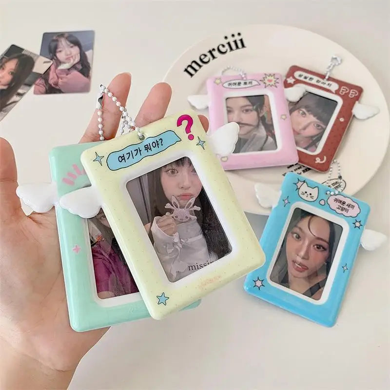 Cute Small Wings Card Holder Photocard Idol Photo Display Protect Qme