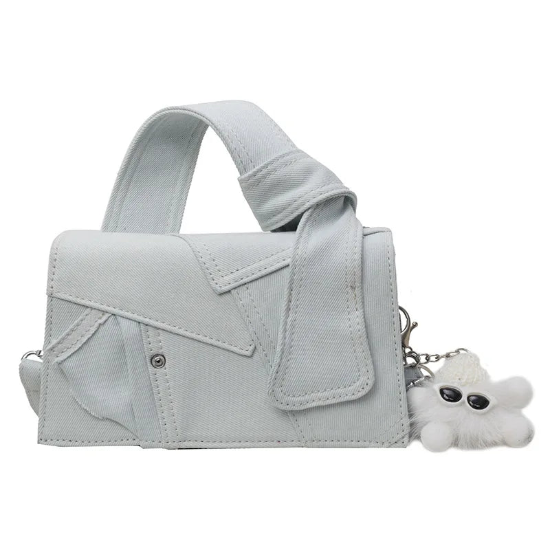 Boho Chic Denim Mini Square Bag Women Minimalist Everyday Carry Qme Beige