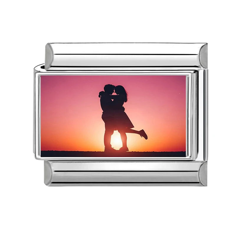 2026New Romantic Encounter Pink Sky Dancing Italian Charm Links Fit