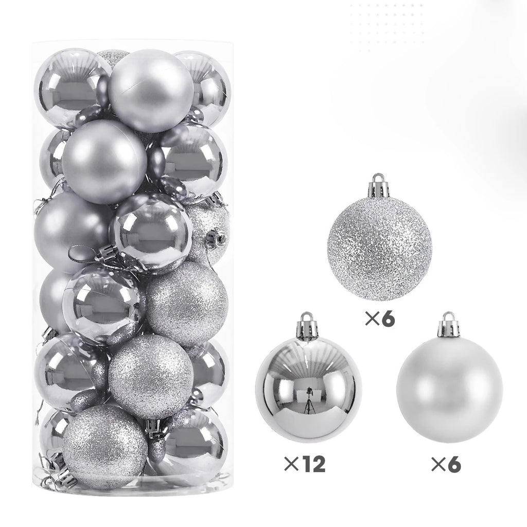 3CM Christmas Decoration Christmas Ball Hanging Xmas Tree Pendent Ornaments for Home Room Decor Navidad New Year 2026 Accessory Qme Silver