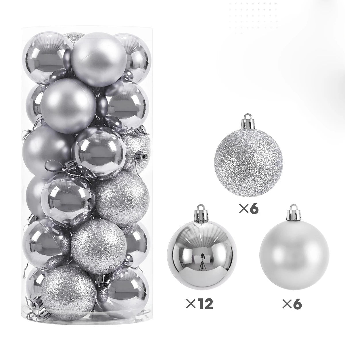 3CM Christmas Decoration Christmas Ball Hanging Xmas Tree Pendent Ornaments for Home Room Decor Navidad New Year 2026 Accessory Qme Silver