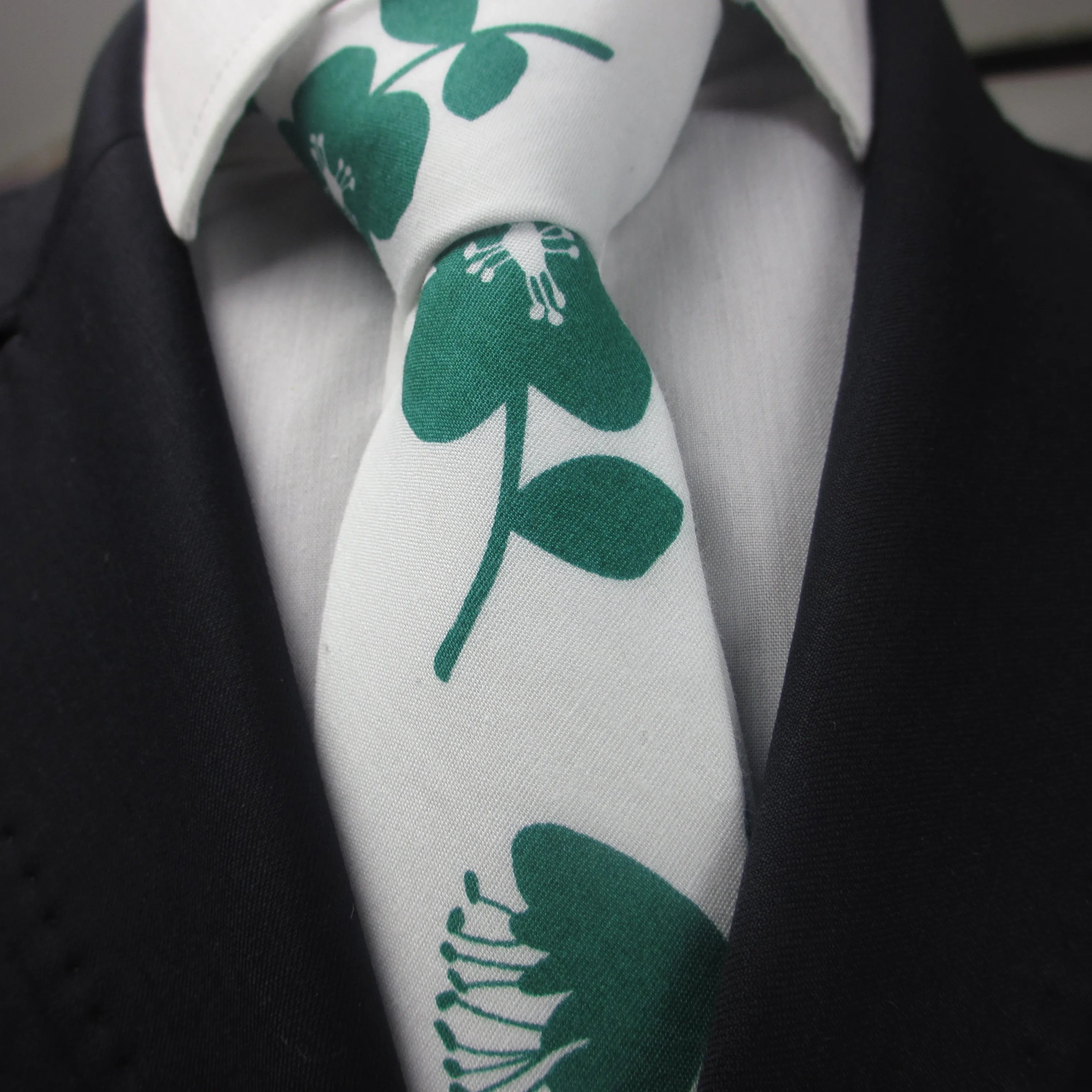 Slim Cotton Necktie Print Custom Classic Fashion Elegant Floral Qme green