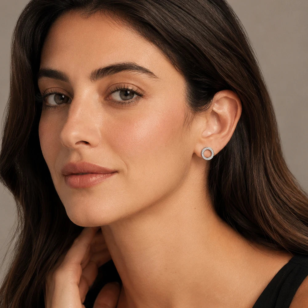 Colorful Round Circle Stud Earrings Europe Style Fine Jewerly For Women Brand New Bohemia Gift In Real 925 Sterling Silver Qme