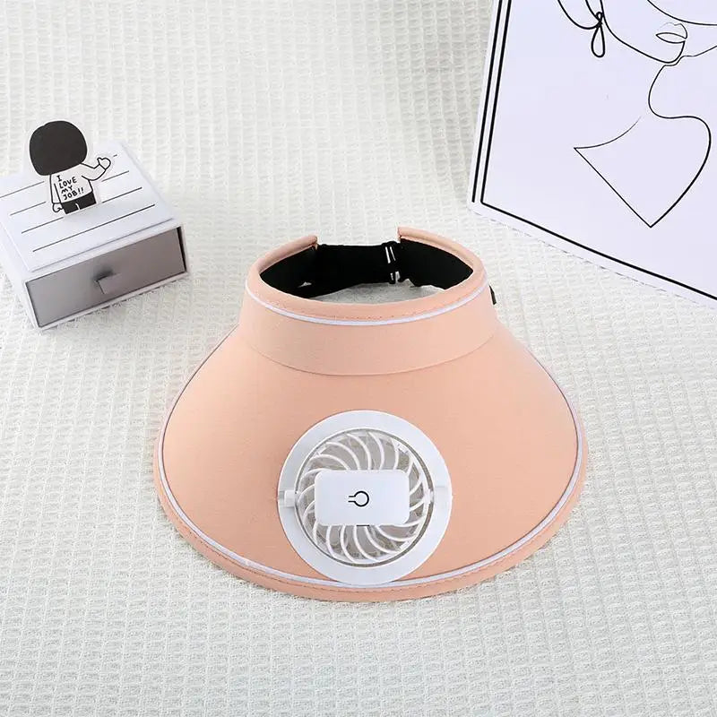 Breathable Cooling Fan Hat Sunscreen Sun Visor Fishing Peaked Cap Qme A4