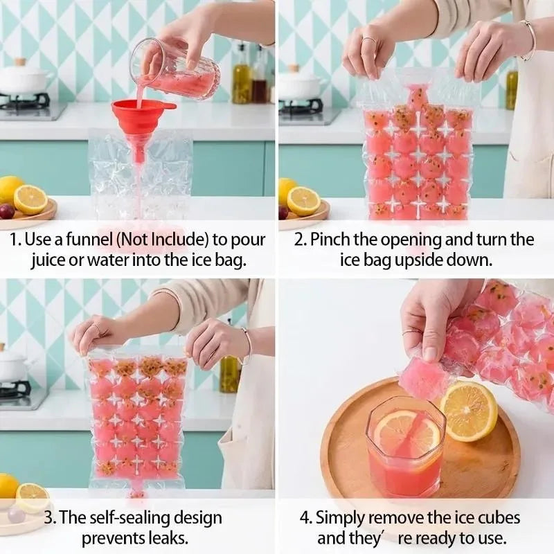 Disposable Ice Pack Grid Disposable Popsicle Mold Bag Self-sealing Ice Tray Bag Ice Cube Bag Box Edible Frozen Ice Cube Qme