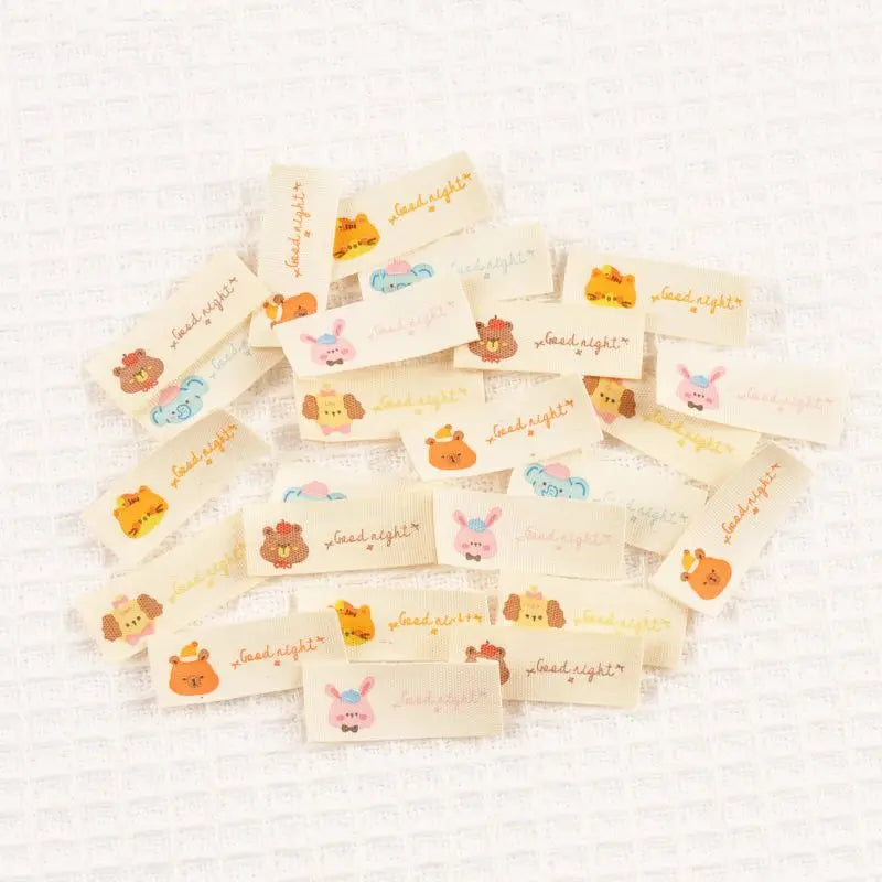 50pcs 15×40mm Mixed Cartoon Animals Pattern cotton Label Handmade DIY Clothing Shoe Bag Labels Artistic Decorations cp3807 Qme