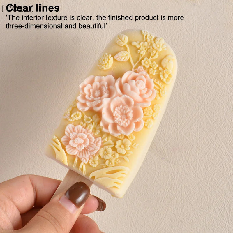 CC11Silicone Flower Popsicle Molds Stunning Floral Design Qme