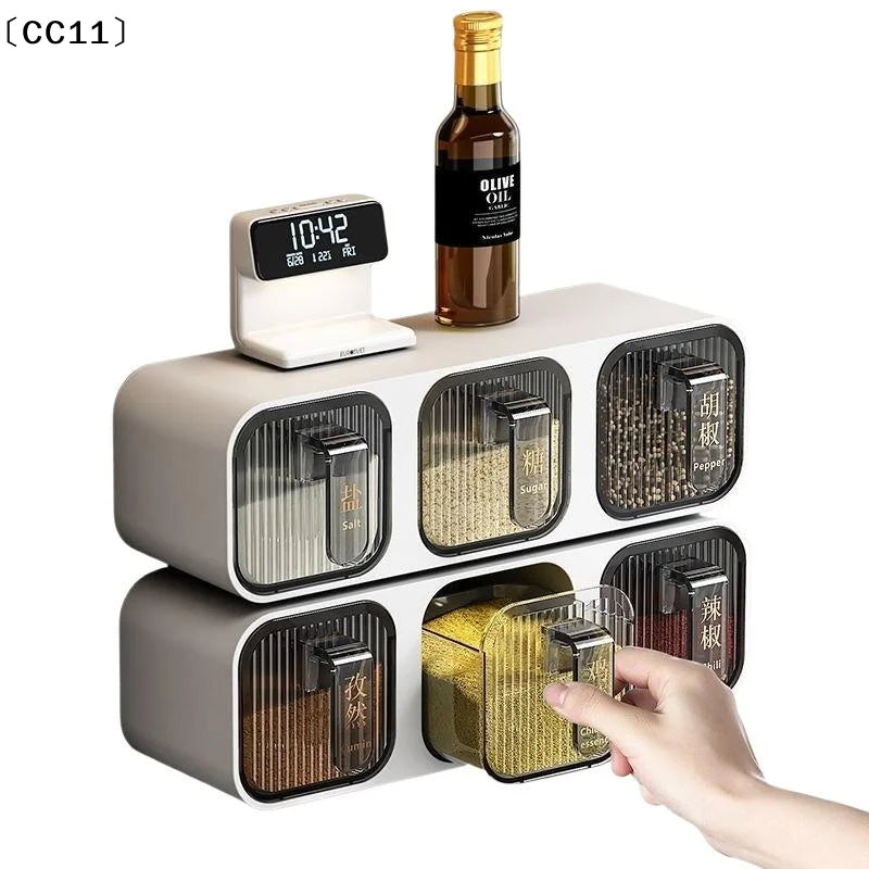 Wall-mounted Integrated Multi-spice Box Kitchen Home Goods Qme