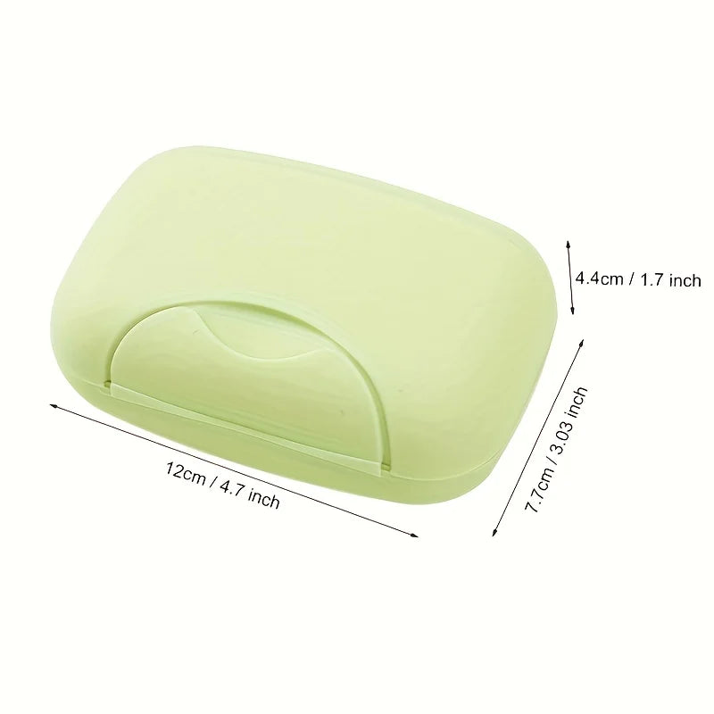 1pc Durable PP Material Portable Soap Dispenser with Lid, Soft Color Series, Travel And Bathroom Soap Dish, Easy-Open Design Qme