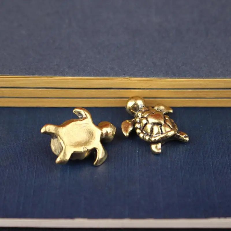 1 Desk Decor Tea Pet Home Office Car Ornament Brass Turtle Figurine Qme