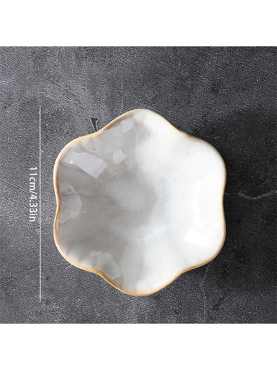 Ceramic Petal Shaped Jewelry Tray Simple Irregular Plate Storage Qme D