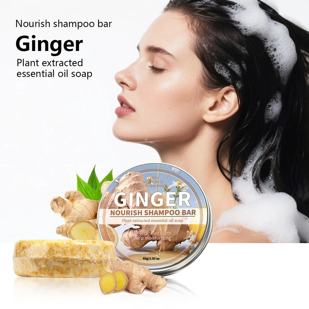Ginger Essential Oil Shampoo Bar Plant Extract Essence Deep Hair Care Qme