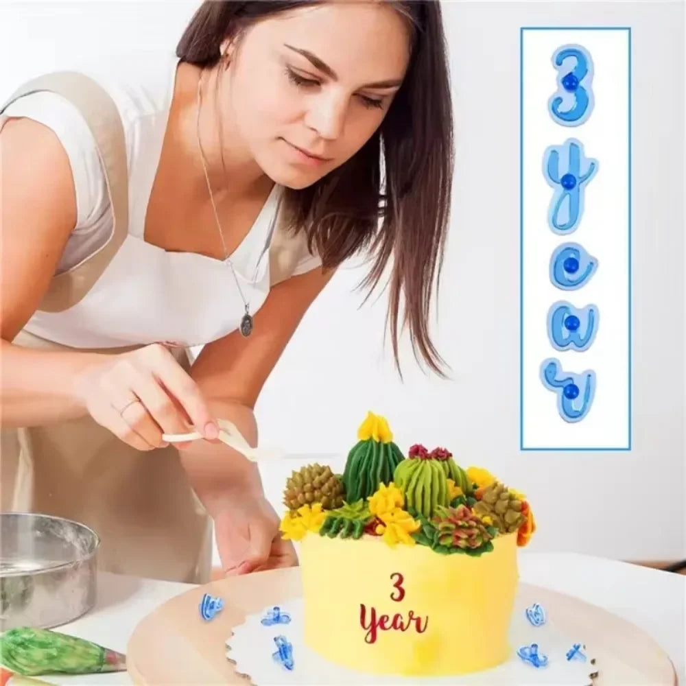 DIY Upper&lower Case Alphabet Letters Number Embosser Mold Cookie Qme