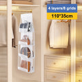 Oxford Cloth Handbag Storage Bag Family Closet Bedroom Black Hanging Qme White 8 grids