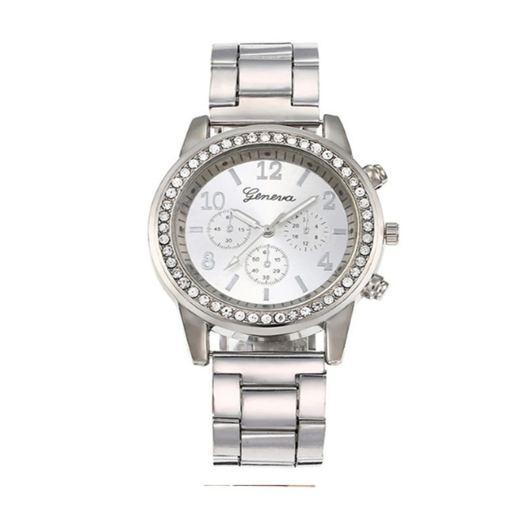 5pcs/set steel strip women's watch fake three eye women's casual Korean version quartz watch set Qme