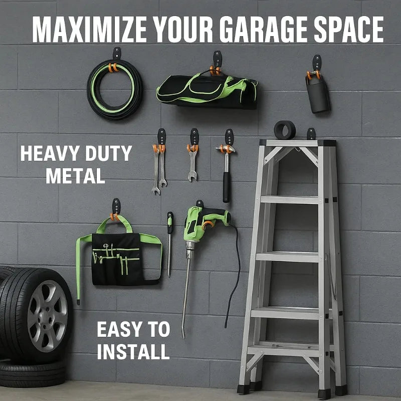 Heavy Duty Garage Hooks,Heavy-Duty Garage Hooks - Wall-Mounted Storage for Power Tools, Bulk Items & Bikes,Garage Organiza Qme