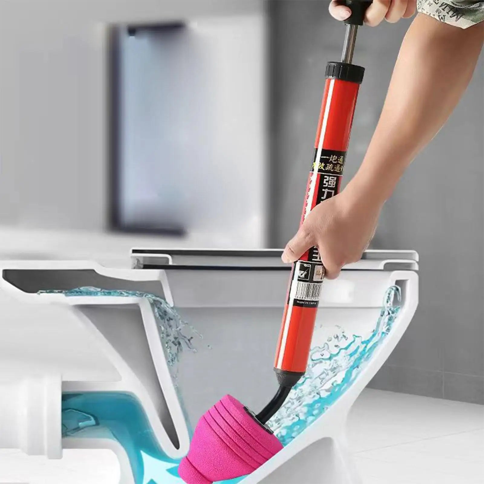 High Pressure Toilet Plunger Plunge Tool Toilet Unclogger with Ergonomic Handle High Pressure Plumbing Tool Toilet Pipe Plunger Qme