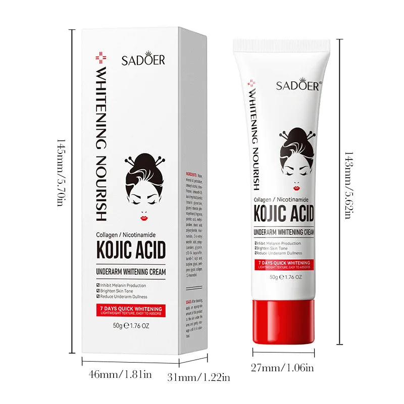 Kojic Acid Underarm Whitening Cream Collagen Brightens Skin Tone Qme Kojic Acid 50g