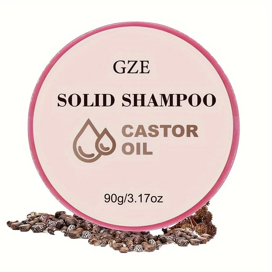 GZE Castor Oil Nourishing Shampoo Bar | Bottle-free Eco-friendly | Shampoo Hydrates & Moisturizes Dull and Dry Hair Qme