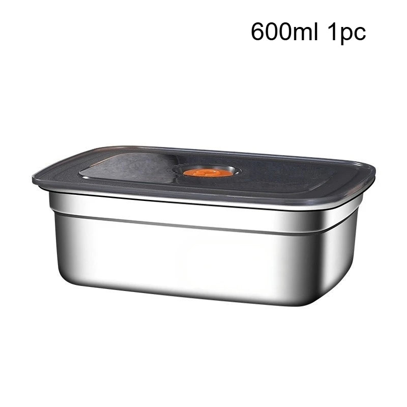 Food Storage Container Airtight Leakproof Lunch Box Freezer Microwave Safe Metal Meal Prep Box Refrigerator Food Keeper with Lid Qme 600ml