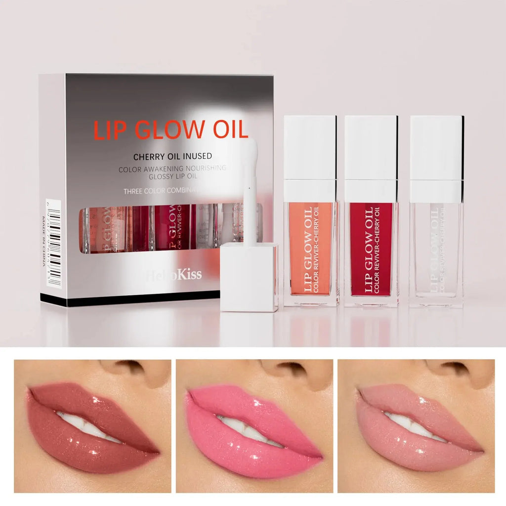 Crystal Jelly Moisturizing Lip Oil Set Plumping Lip Gloss Makeup Sexy Plump Lip Glow Oil Tinted Lip Plumper Set Qme