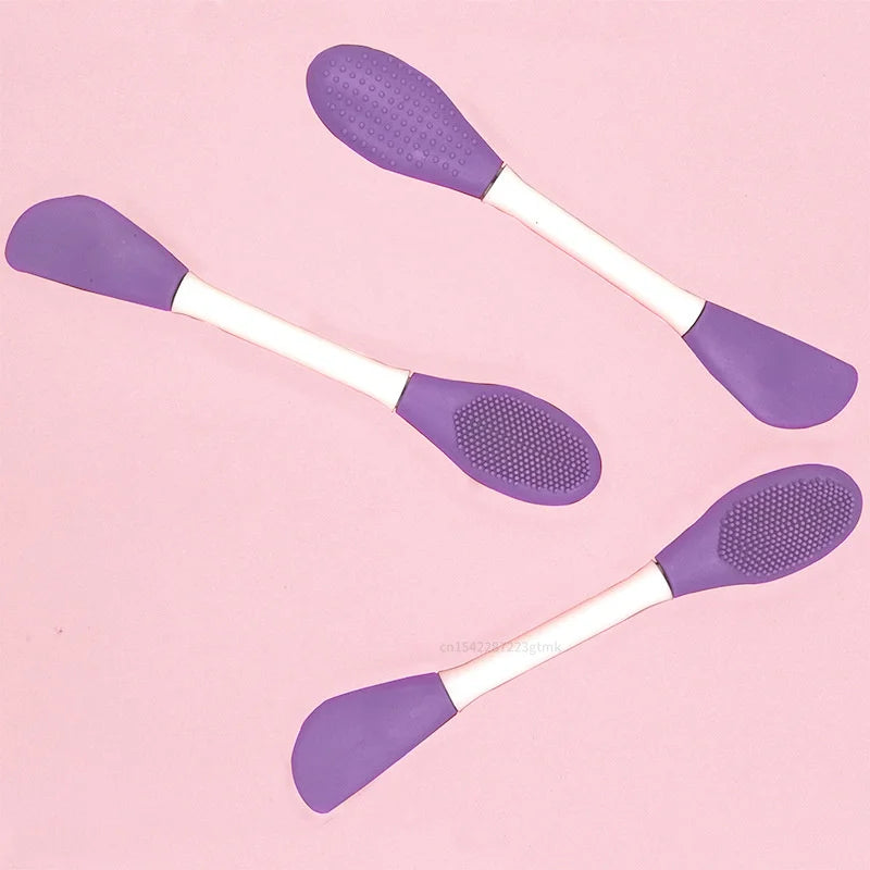 Double Head Silicone Facial Mask Brush Massage Cleaning Brushs DIY Qme