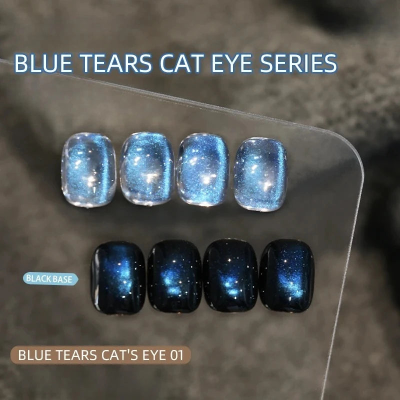 Blue Tears Cat Eye Nail Art, 3 Colors 1pc/3g Unique Blue Color And Magnetic Powder, Gives A Dreamy, Romantic Feeling Qme S blue tear