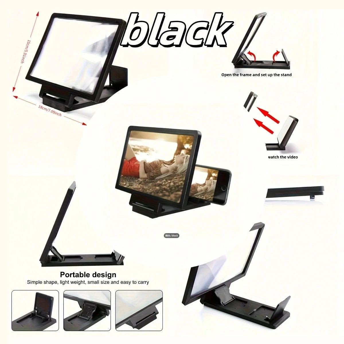 3D Mobile Screen Amplifier Dual HD Suitable Smartphones Tablets Can Qme