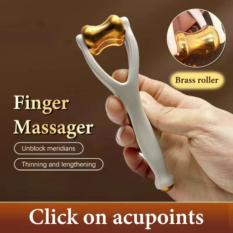 Finger Massage Dual-row Roller Brass Design Easy Use Relieve Fatigue Qme