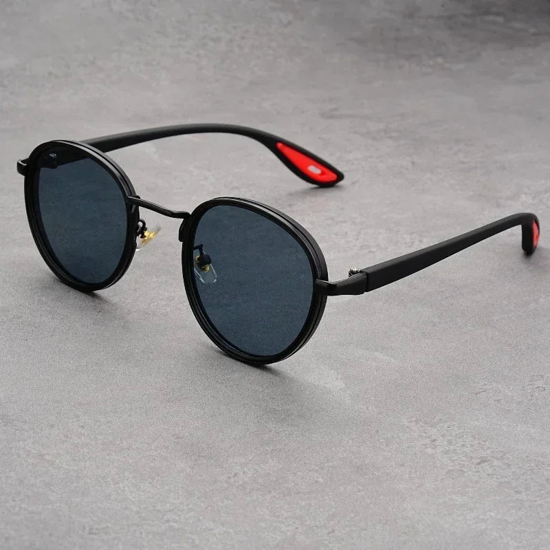 Men's Retro Round Driving Polarized Finished Myopia Lenses Titanium Sunglasses High Quality UV Protection Glasses Qme