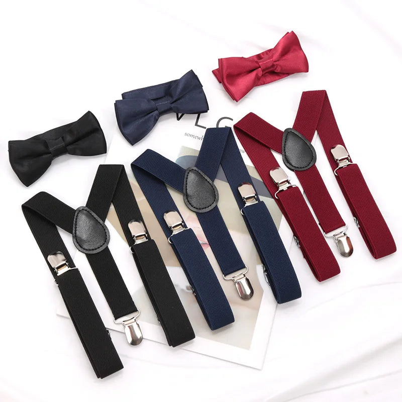 Suspenders Bowtie Kids Boy Girl Childrens Christmas Designer Qme