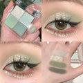 4-Color Green Eye Shadow Tray Low Saturation Palette Matte Korean Qme Green