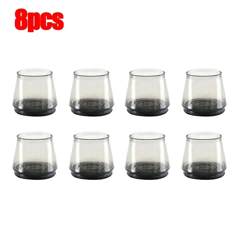 Transparent Silicone Chair Leg Floor Protector with Wrapped Felt Bar Stool Chair Leg Furniture Leg Feet Protection Cover 16/4PCS Qme black-8pcs L(30mm-40mm)