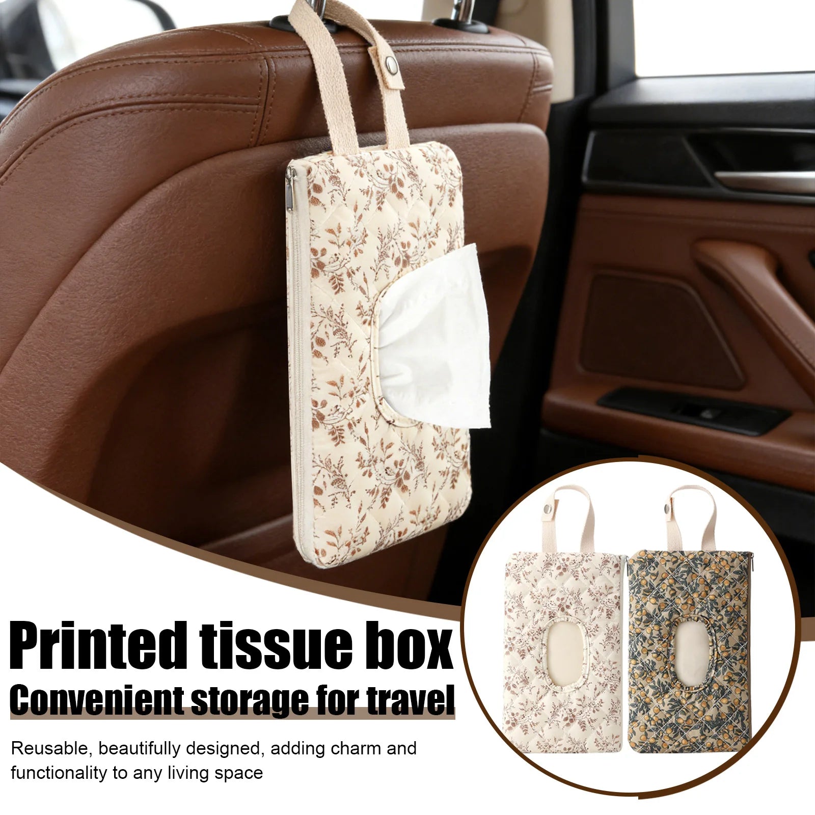 Pull-out Wipe Holder Floral Diaper Pouch Portable Quilted Wipes Tissue Hanging Bag for Car Stroller Multipropose Storage Bag Qme