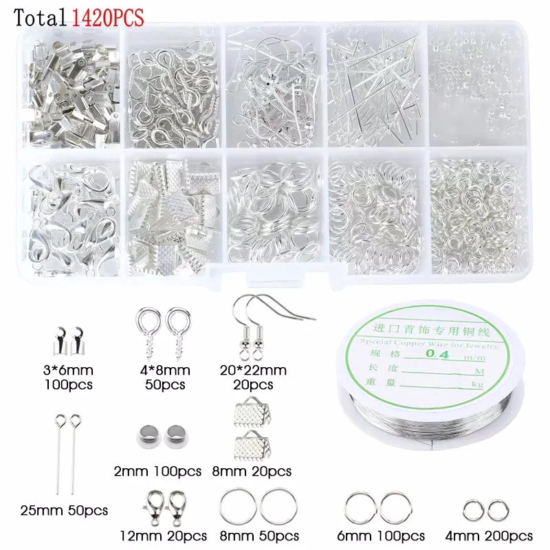 Alloy Accessories Jewelry Findings Set Earring Making Kit Lobster Clasp Open Jump Rings Repair Tools DIY Jewelry Making Supplies Qme 1